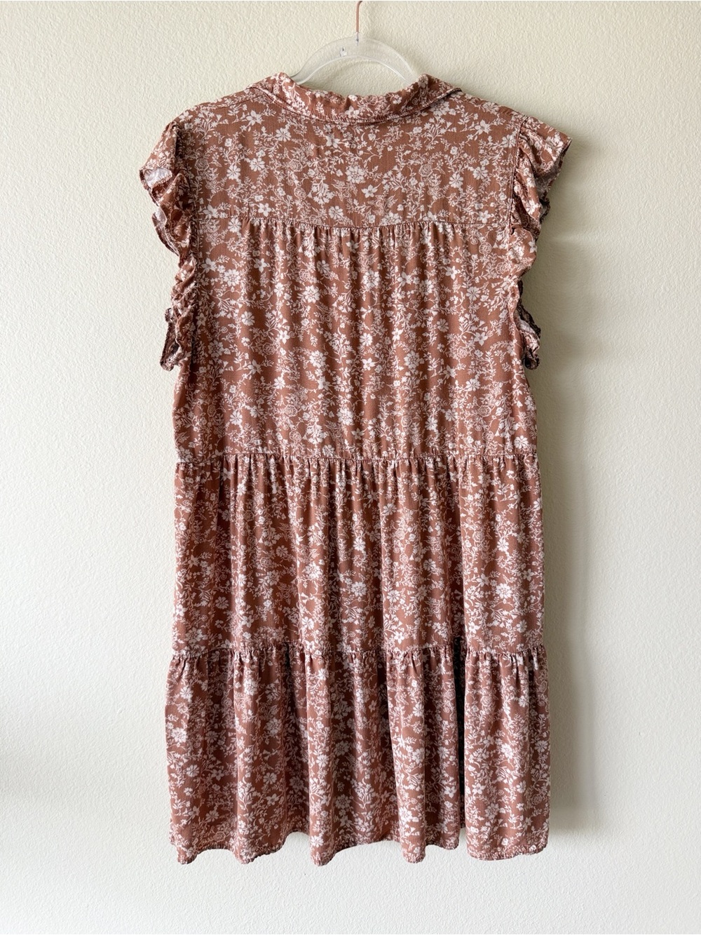Lucky Brand Boho Floral Tiered Button Front Mini Dress Rayon - Picture 8 of 13